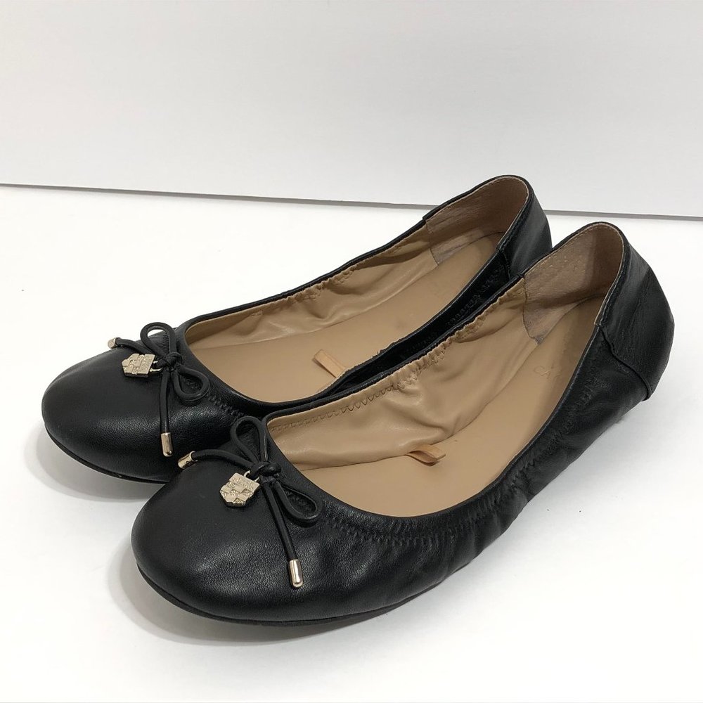 Vince Camuto Eryn Black Leather Ballet Flats 10 - Picture 1 of 11